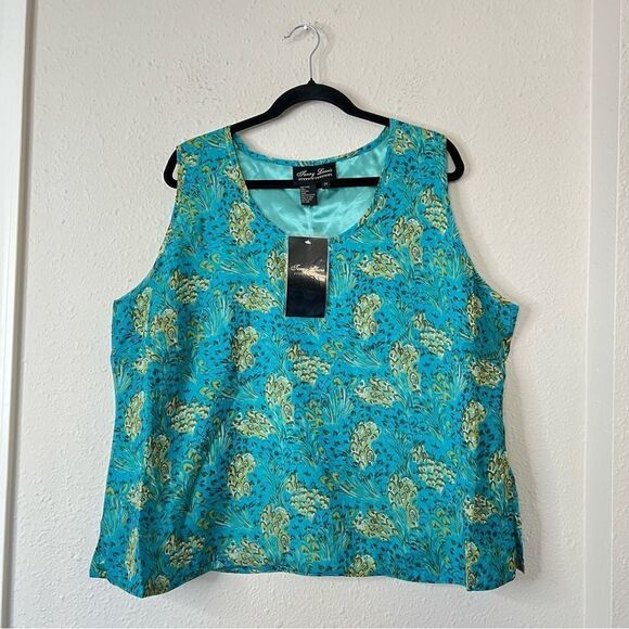 Terry Lewis Floral 100% Silk Top Skirt Set NEW Size 2X - Picture 2 of 11